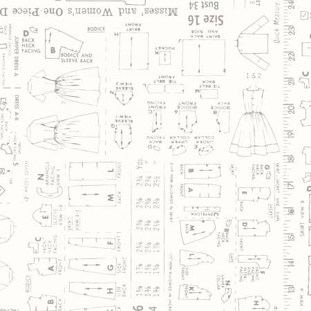 Wideback "Backings Pattern Gray", naturweiß/grau, Riley Blake Designs